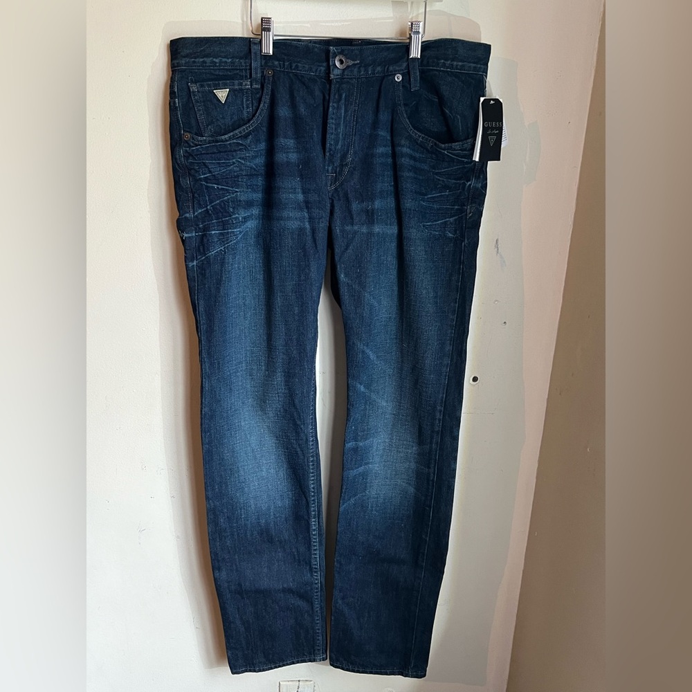Guess Men's Dark Blue Relaxed Jeans
